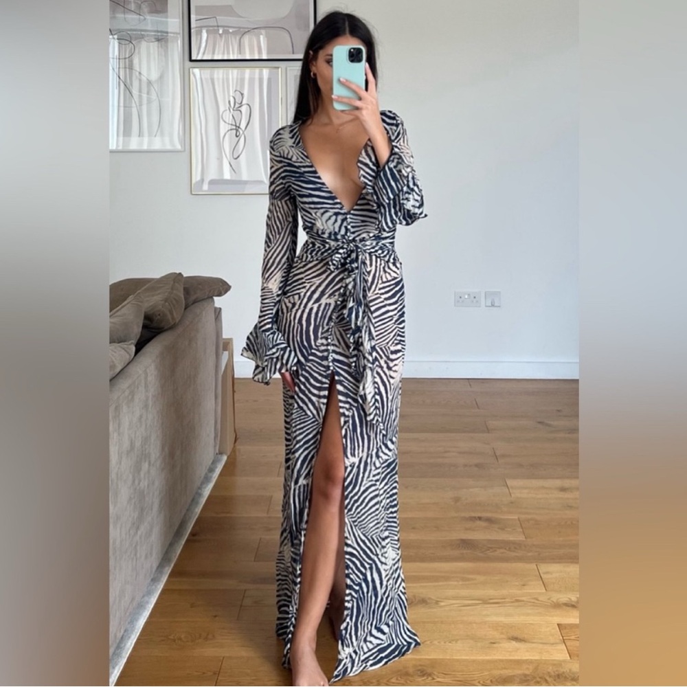 THALIA Zebra Print Wrap Dress